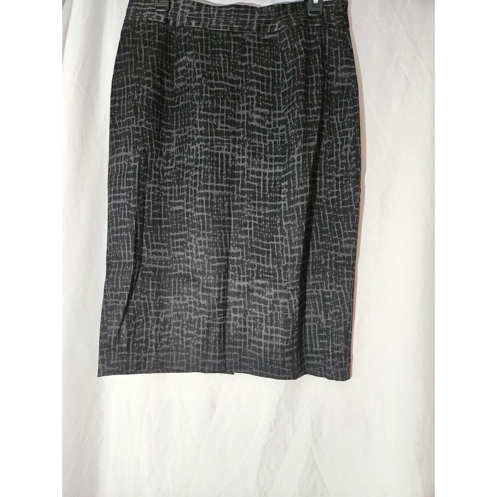 Ann Taylor LOFT Black Gray Crosshatch Pattern Pencil Straight Skirt Women Sz 10